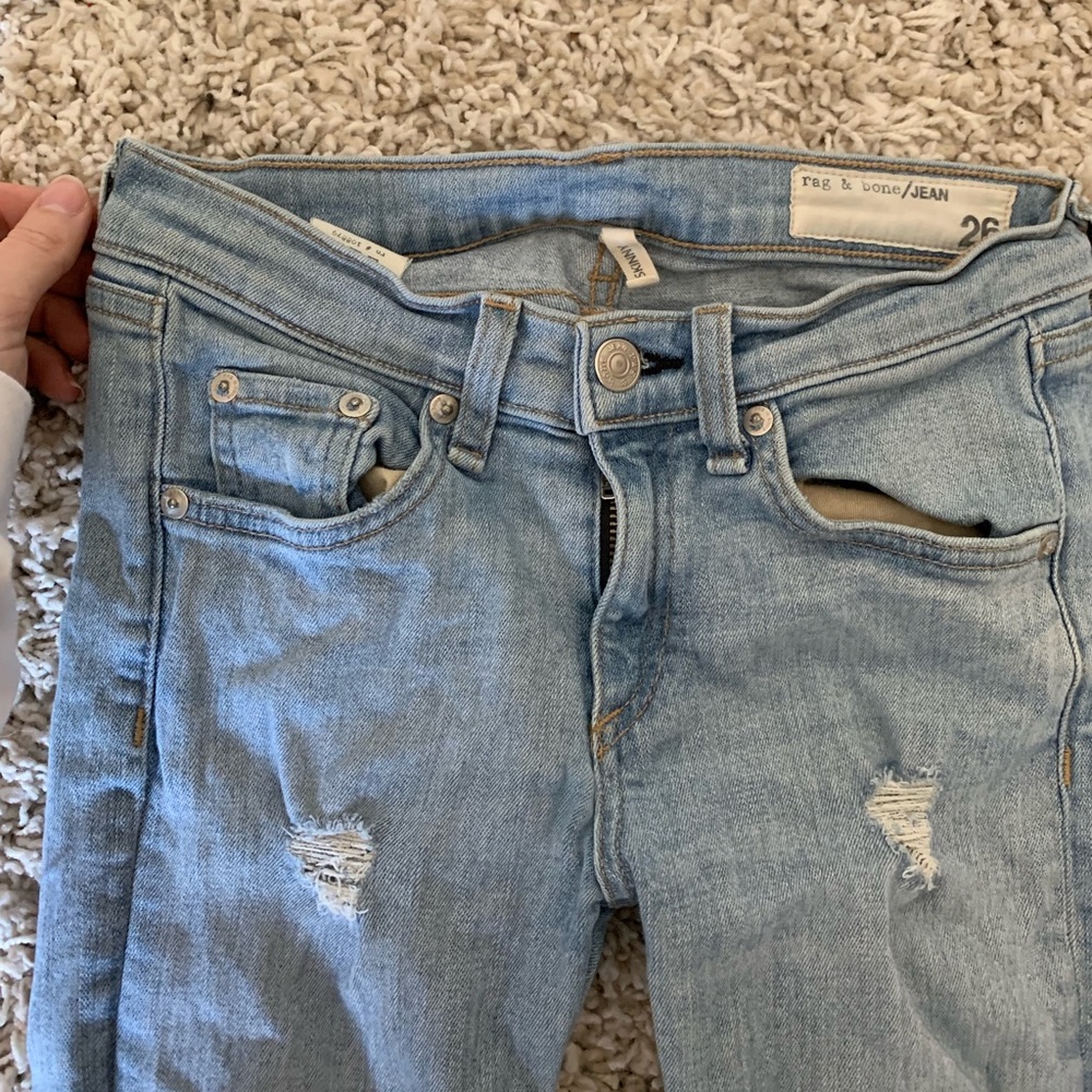 Rag & bone distressed light denim wash